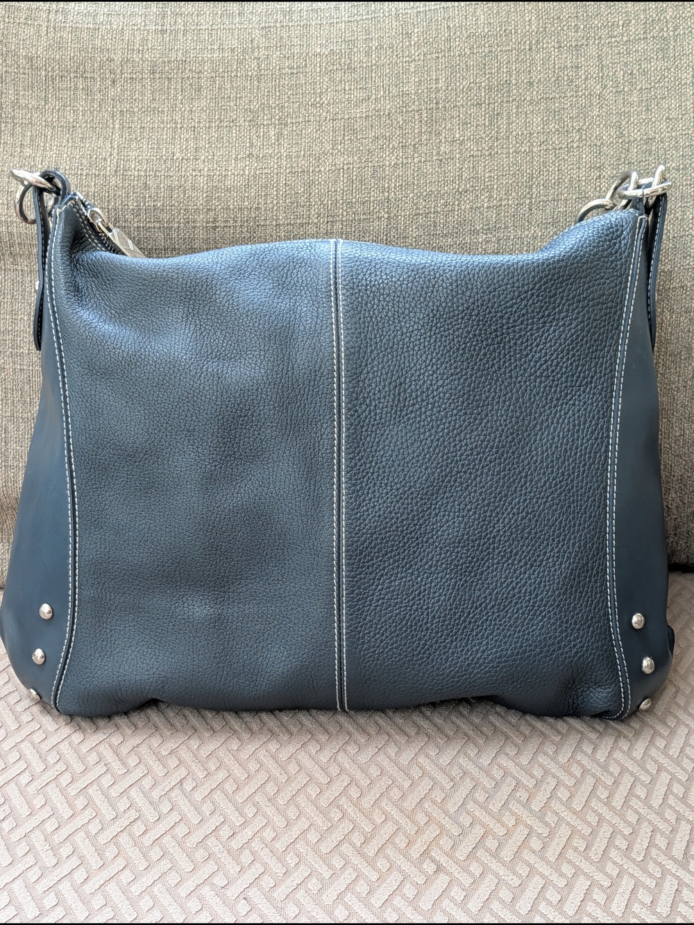 Furla Vintage Leather Black Hobo With Studs Handbag or Crossbody EUC - Picture 8 of 11